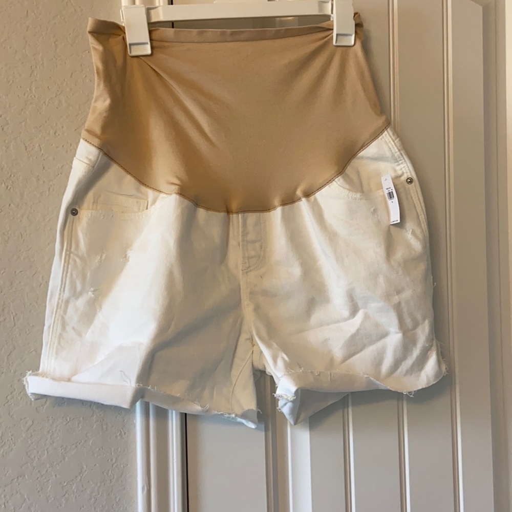 Maternity shorts- white denim